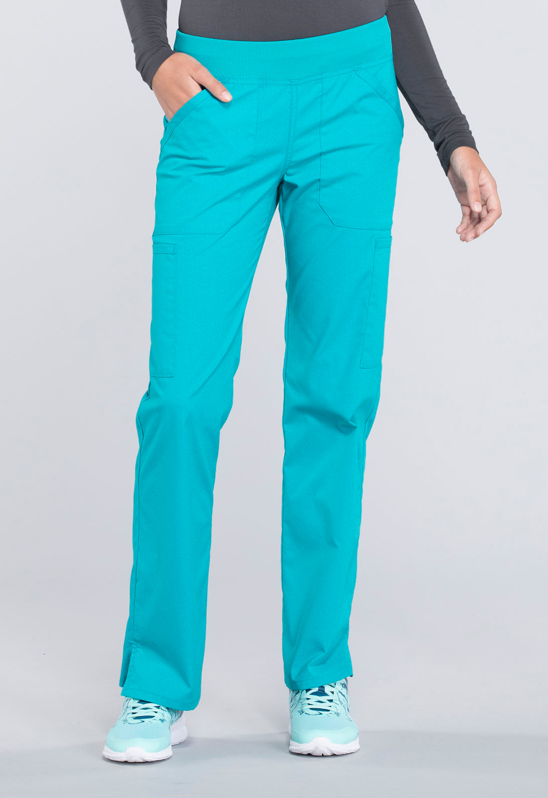 Women's Mid Rise Straight Leg Pull-on Cargo Pant - Teal Blue