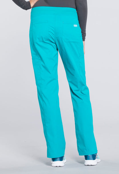 Women's Mid Rise Straight Leg Pull-on Cargo Pant - Teal Blue