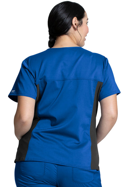 Women's V-Neck Knit Panel Top - Royal