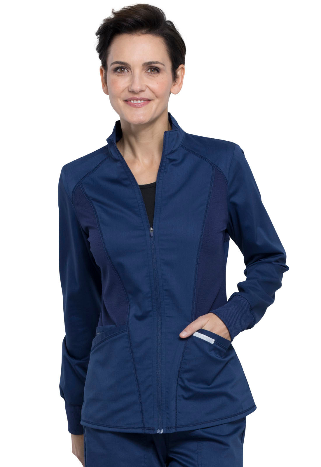 Women's Zip Front High-Low Jacket - Navy