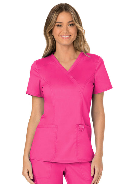 Women's Mock Wrap Top - Electric Pink