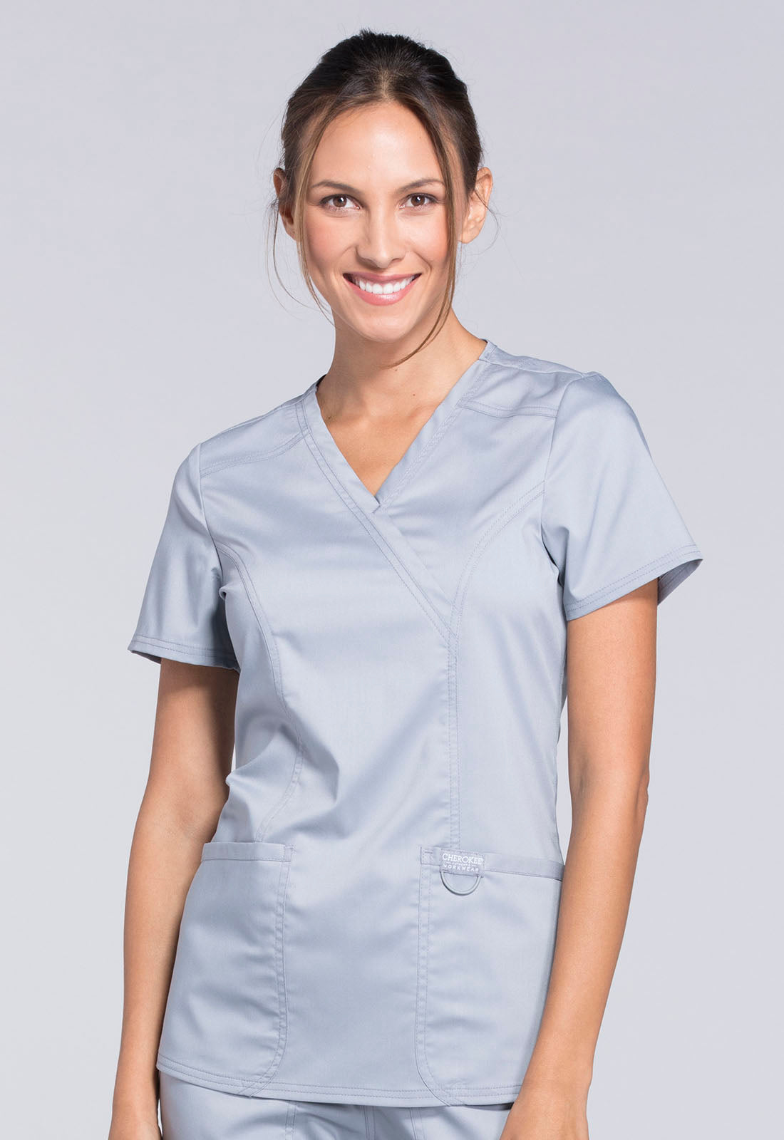 Women's Mock Wrap Top - Grey