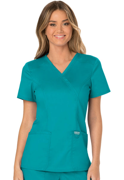 Women's Mock Wrap Top - Teal Blue