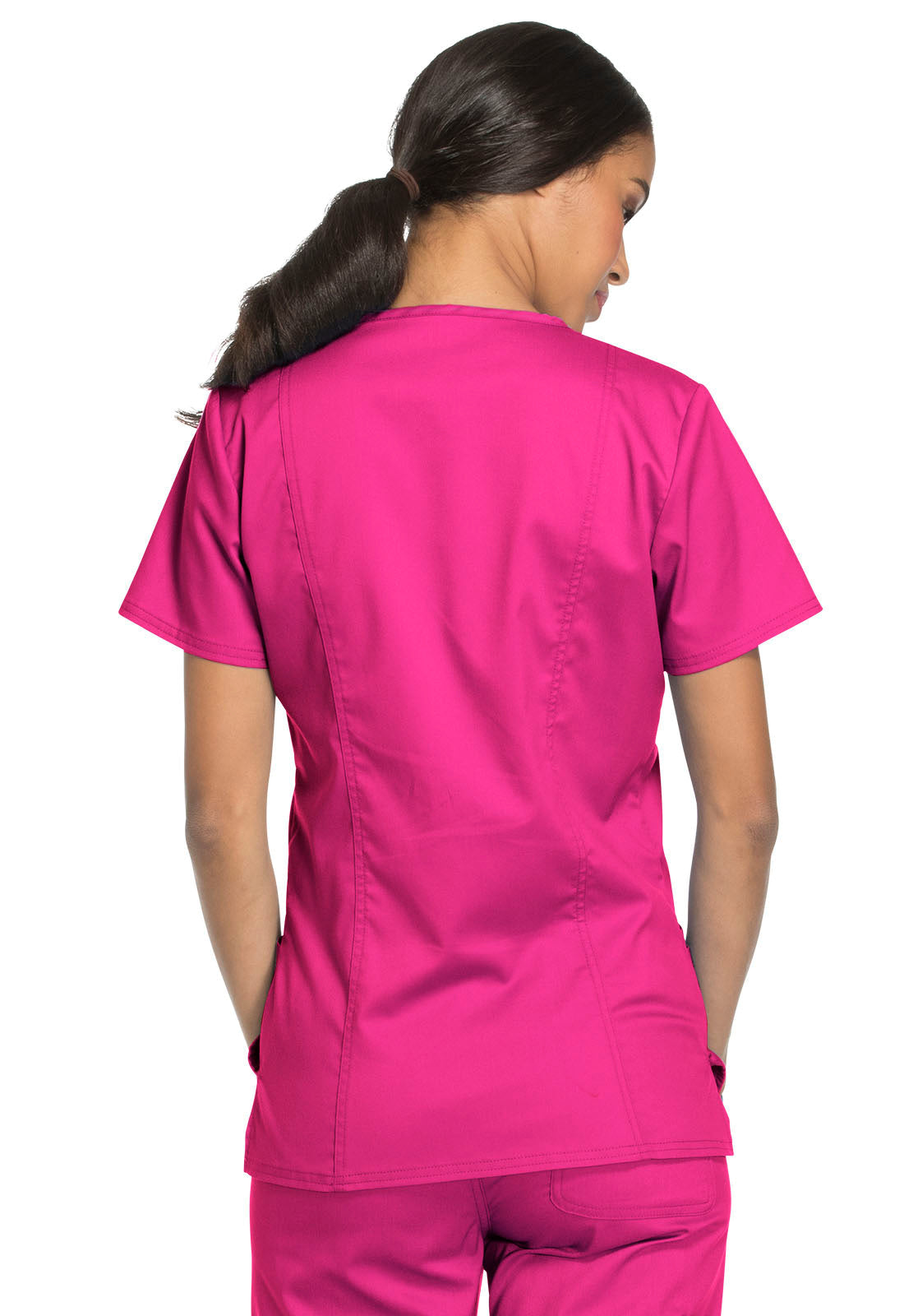 Women's V-Neck Top - Electric Pink