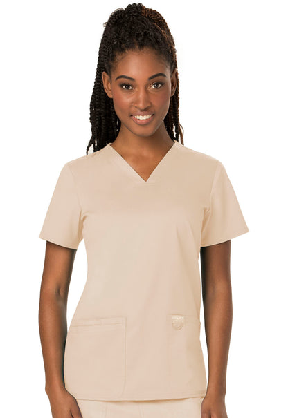 Women's V-Neck Top - Khaki