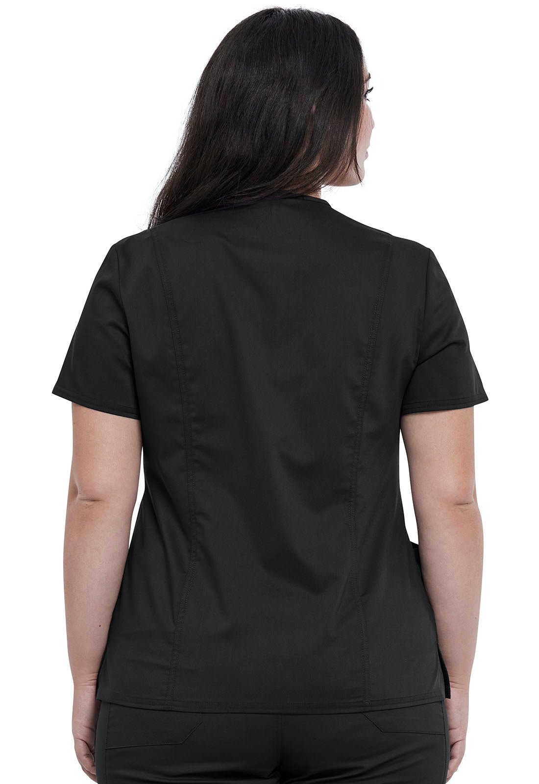 Women's Snap Front V-Neck Top - Black
