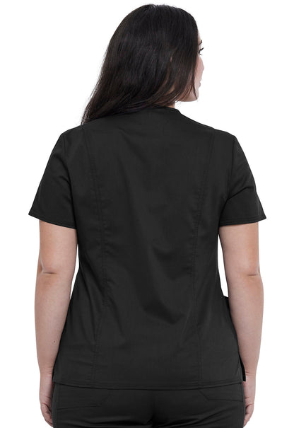 Women's Snap Front V-Neck Top - Black