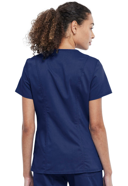 Women's Snap Front V-Neck Top - Navy
