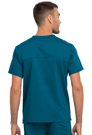 Unisex Unisex 1 Pocket Tuckable V-Neck Top - Caribbean Blue