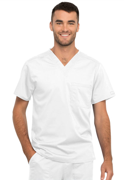 Unisex Unisex 1 Pocket Tuckable V-Neck Top - White