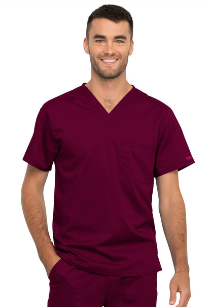 Unisex Unisex 1 Pocket Tuckable V-Neck Top - Wine