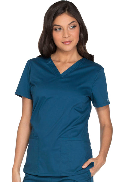 Women's V-Neck Top - Caribbean Blue