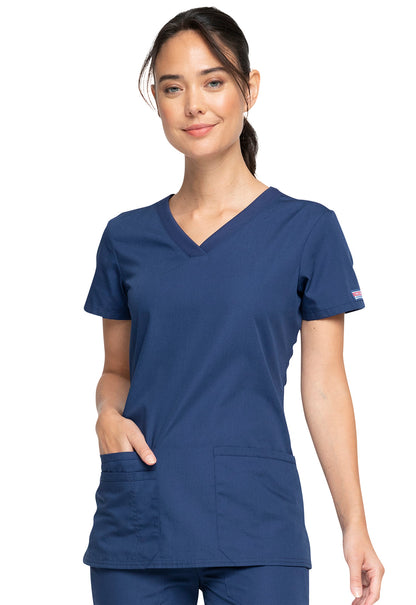 Women's V-Neck Top - Navy