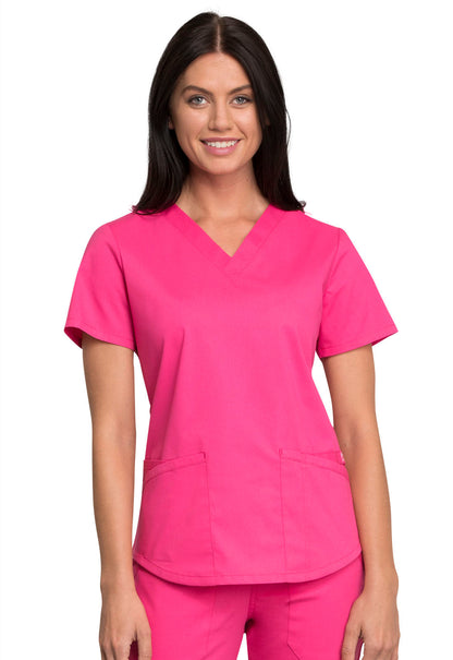 Women's V-Neck Top - Electric Pink