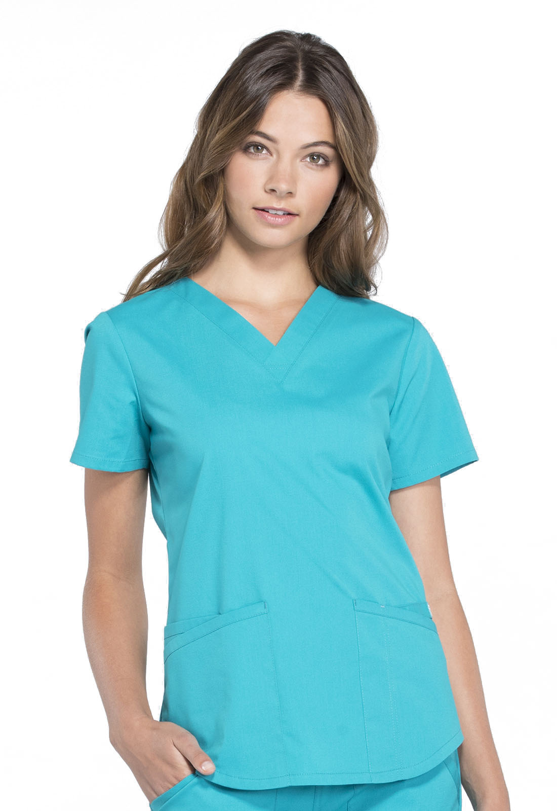Women's V-Neck Top - Teal Blue