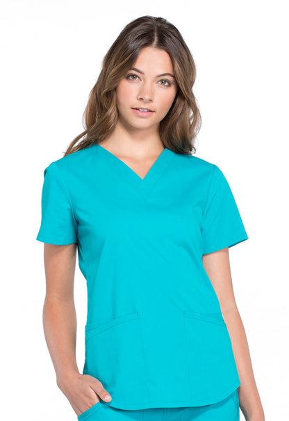 Women's V-Neck Top - Teal Blue