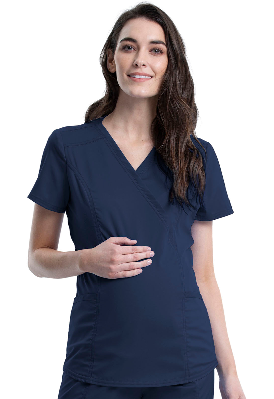 Women's Maternity Mock Wrap Top - Navy