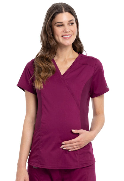 Women's Maternity Mock Wrap Top - Wine