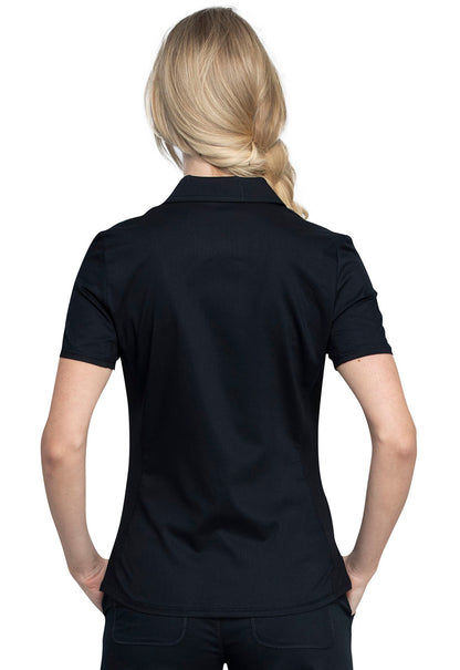 Women's Tuckable Snap Front Polo Shirt - Black