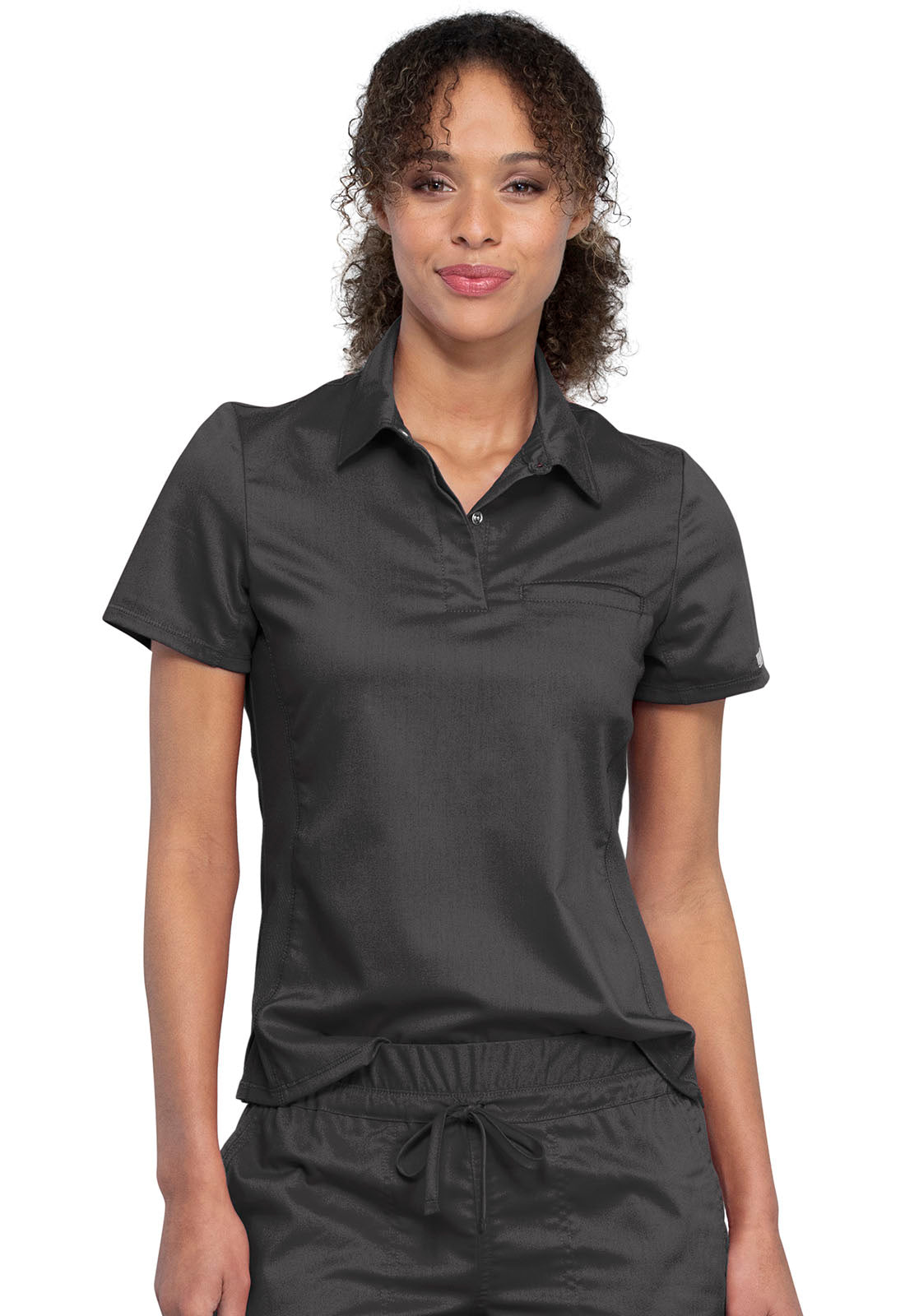 Women's Tuckable Snap Front Polo Shirt - Pewter