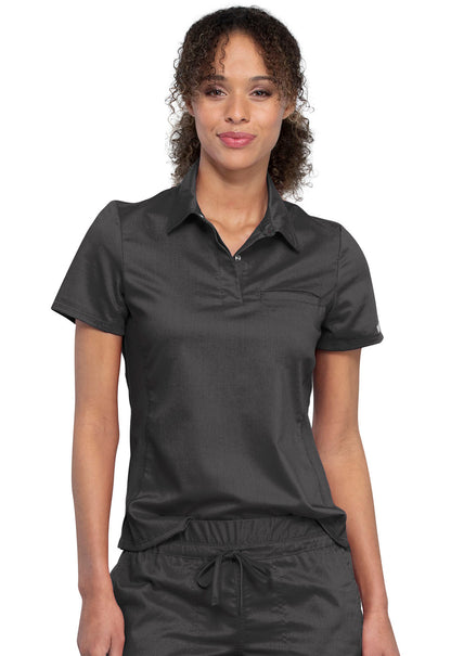 Women's Tuckable Snap Front Polo Shirt - Pewter