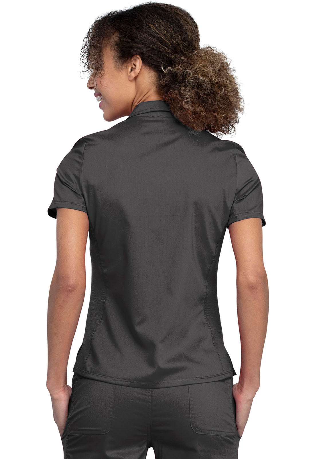 Women's Tuckable Snap Front Polo Shirt - Pewter