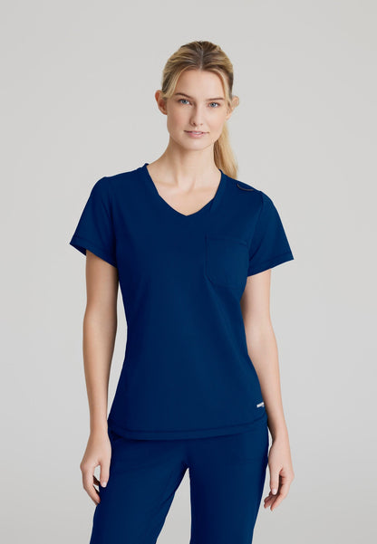 Flow Knit Top - Navy - Jen's Scrubs