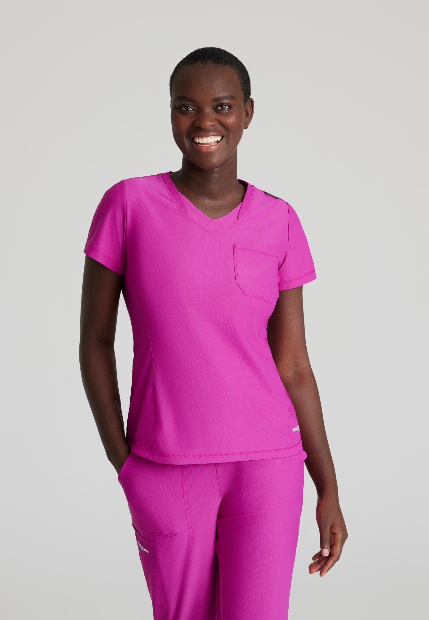 Flow Knit Top - Deep Magenta - Jen's Scrubs
