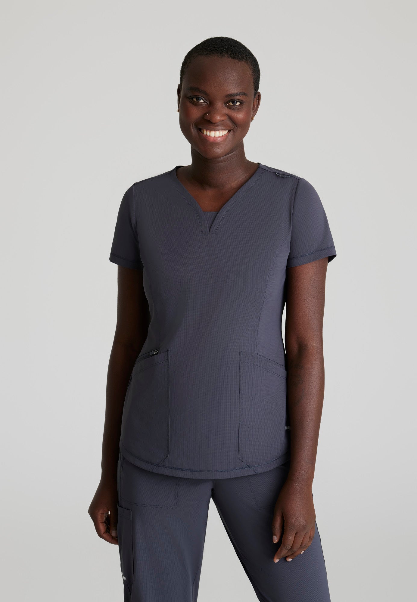 Serene Knit Top - Pewter - Jen's Scrubs