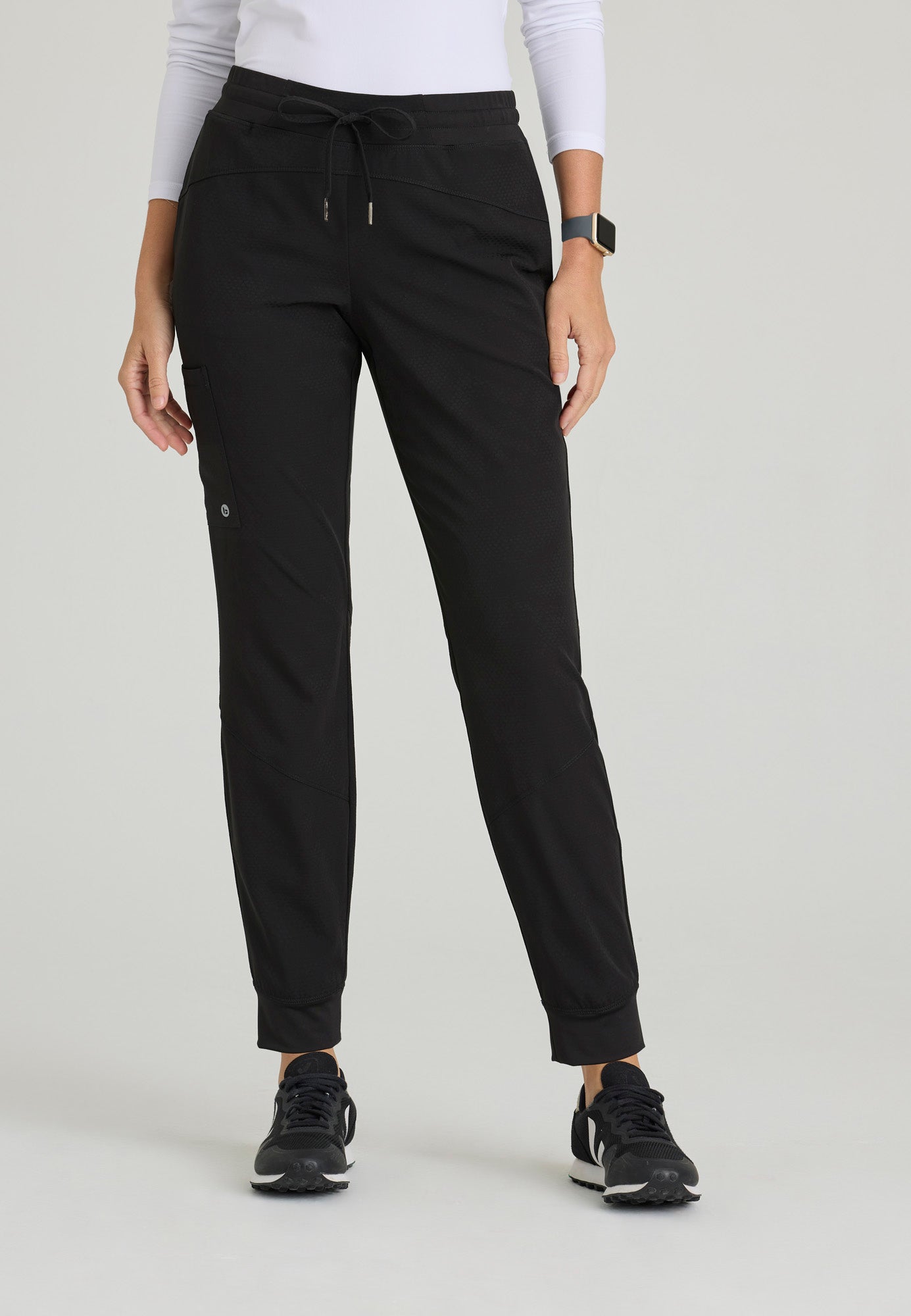 Boost Jogger - Black Digital Hex Jacquard - Jen's Scrubs